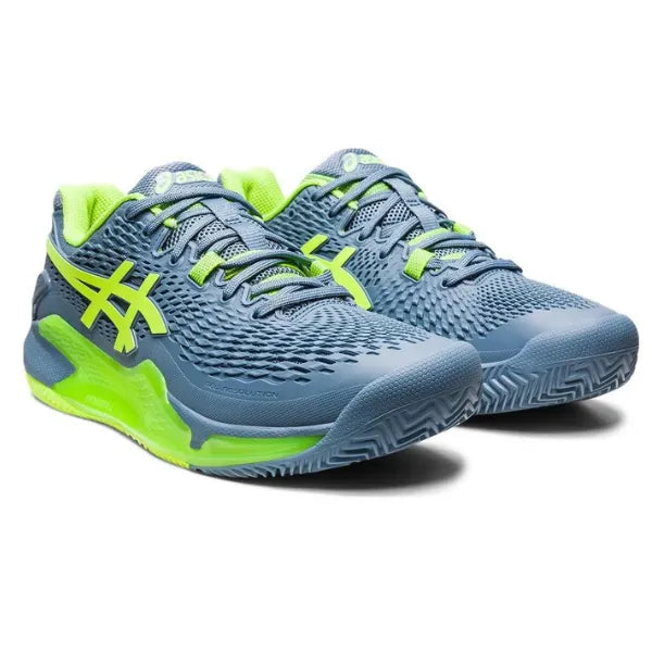 ASICS GEL RESOLUTION 9 CLAY STEEL BLUE/HAZARD GREEN